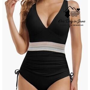Charmleaks V Neck One Piece Swimsuit Size L